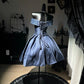 Mysterious Dusty Blue Off Shoulder Sweetheart Lace Appliques Satin A‑Line Short Homecoming Dress D7952