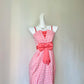 Lovely Pink Gingham Spaghetti Straps V‑Notch Bodice Big Satin Bow Waist Sheath Short Homecoming Dress D7955