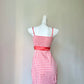 Lovely Pink Gingham Spaghetti Straps V‑Notch Bodice Big Satin Bow Waist Sheath Short Homecoming Dress D7955