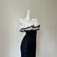Chic Black‑White Contrast Sleeveless Round Neck Ruffled Lace Overlay Floral Lace Bodycon Short Homecoming Dress D7957