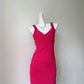 Vibrant Fuchsia Sleeveless V‑Neck Crisscross Wrap Bodice Bodycon Short Homecoming Dress D7958