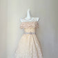 Romantic Champagne Round Neck Ruffled Floral Lace Pearl Rhinestone Sash A‑Line Short Homecoming Dress D7959