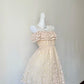 Romantic Champagne Round Neck Ruffled Floral Lace Pearl Rhinestone Sash A‑Line Short Homecoming Dress D7959