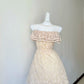 Romantic Champagne Round Neck Ruffled Floral Lace Pearl Rhinestone Sash A‑Line Short Homecoming Dress D7959
