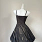 Dramatic Black Metallic Shimmer Spaghetti Strap Ruffled Trim A‑Line Short Homecoming Dress D7960