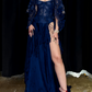 Robe fourreau bordeaux sexy à épaules dénudées et longue fendue pour soirée, anniversaire, D913