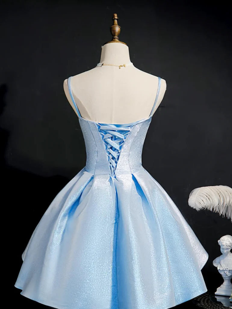 Unique Homecoming Dress Spaghetti Strap Sequins Back to School Outfits Party Dress D7623