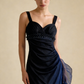 Dunkelblaue Träger Chiffon Vintage Langes Partykleid Ballkleid MD7409