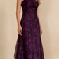 Dark Purple Strapless A-Line Chiffon Vintage Long Party Dress Evening Gown, D786