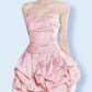 Beauty Homecoming Dress Strapless Pleated Cascade Back to School Outfits Party Dress D7112