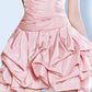 Beauty Homecoming Dress Strapless Pleated Cascade Back to School Outfits Party Dress D7112
