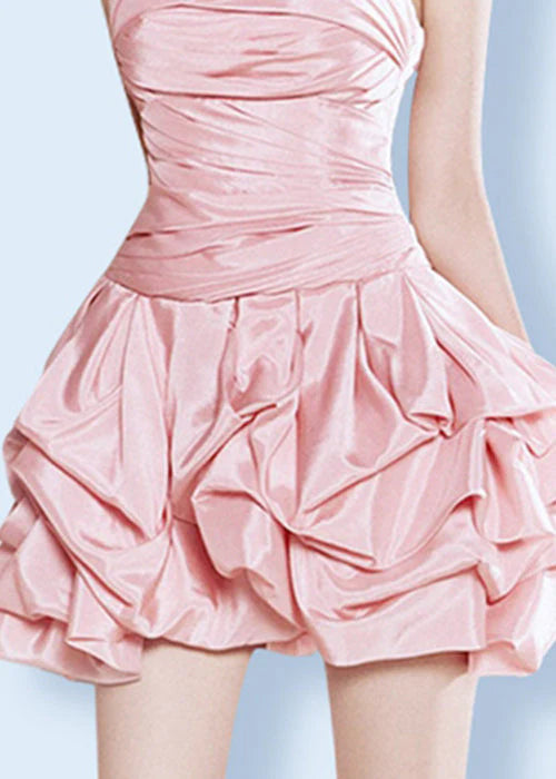 Beauty Homecoming Dress Strapless Pleated Cascade Back to School Outfits Party Dress D7112