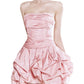 Beauty Homecoming Dress Strapless Pleated Cascade Back to School Outfits Party Dress D7112