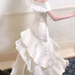 Elegant Wedding Dress Off the Shoulder Pleated Cascade A Line Wedding Dress Prom Dress D7234