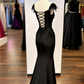 Elegant Black Beading Mermaid Long Formal Evening Party Dress MD7725
