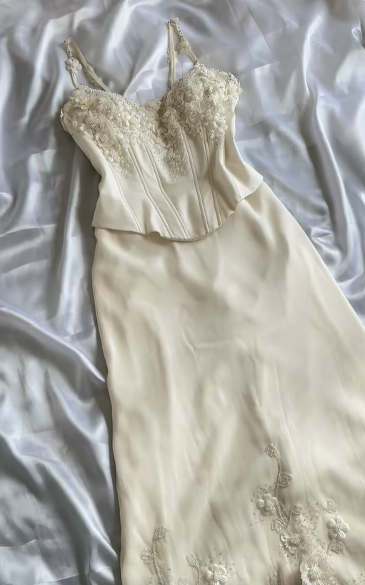 Elegant Ivory 2 Pieces Mermaid Long Party Dress Birthday Outfits MD7496