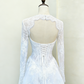 Elegant Long Sleeves White A-Line Lace Long Wedding Dress Bridal Dress, D954