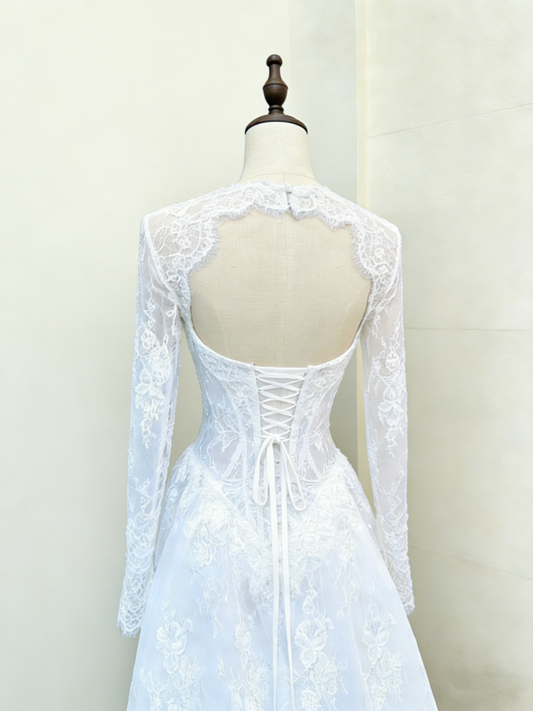 elegant long100 sleeved dress Romantic White Lace Off-Shoulder Midi Wedding Dress with Puff Sleeves –  MissJophiel
