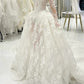 Elegant Long Sleeves White A-Line Lace Long Wedding Dress Bridal Dress, D954