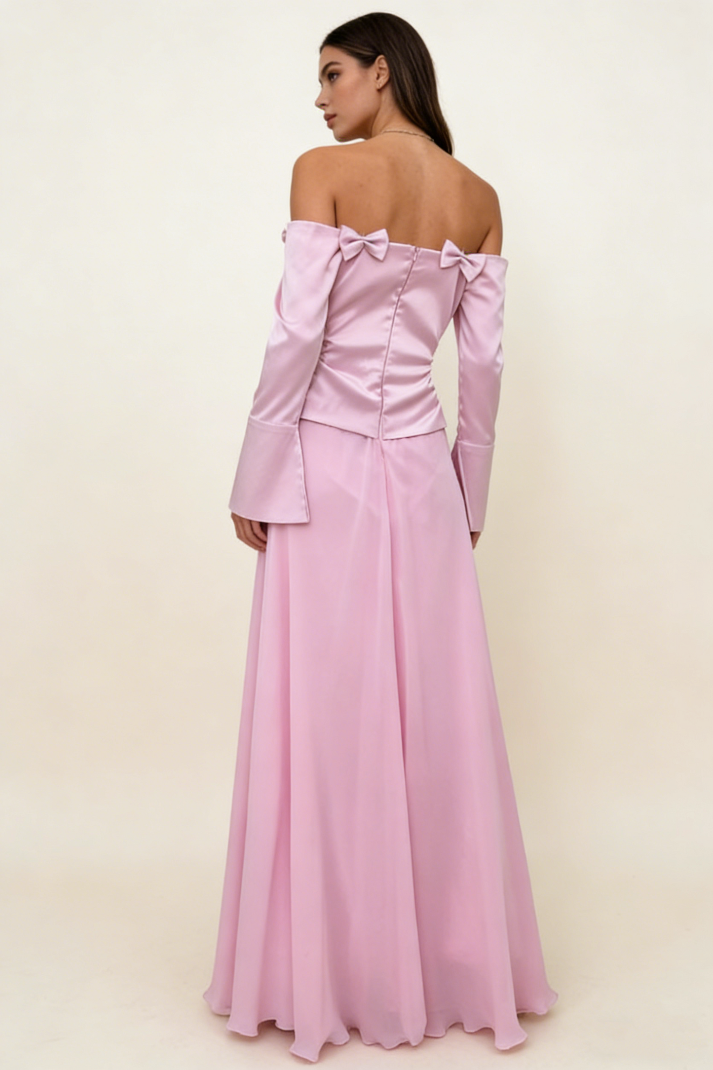 Elegantes, schulterfreies, langes Etuikleid in Rosa für festliche Anlässe, auch ideal als Geburtstags- oder Abschlussballkleid, D2982