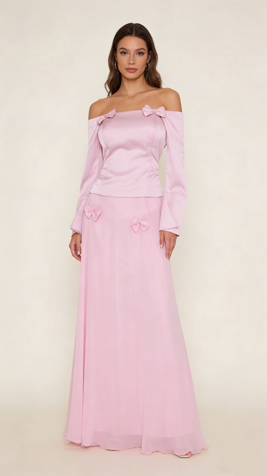 Elegantes, schulterfreies, langes Etuikleid in Rosa für festliche Anlässe, auch ideal als Geburtstags- oder Abschlussballkleid, D2982