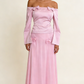 Elegantes, schulterfreies, langes Etuikleid in Rosa für festliche Anlässe, auch ideal als Geburtstags- oder Abschlussballkleid, D2982