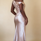 Elegant Prom Dress Sleeveless Sheath Satin Appliques Long Mermaid Evening Party Dresses, D1157