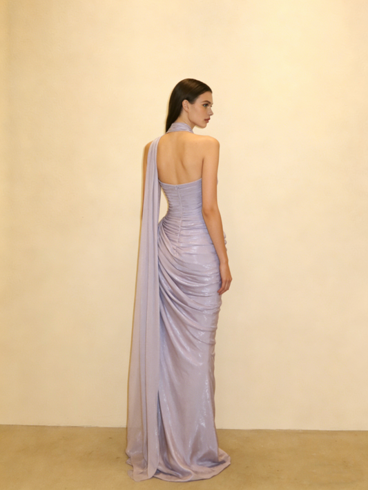 Elegantes Ballkleid V-Ausschnitt Plissee Meerjungfrau Abendkleid Galakleid D3060