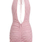 Stunning Homecoming Dress Halter Bowknot Beaded Backless Back to School Outfits Party Dress D7912