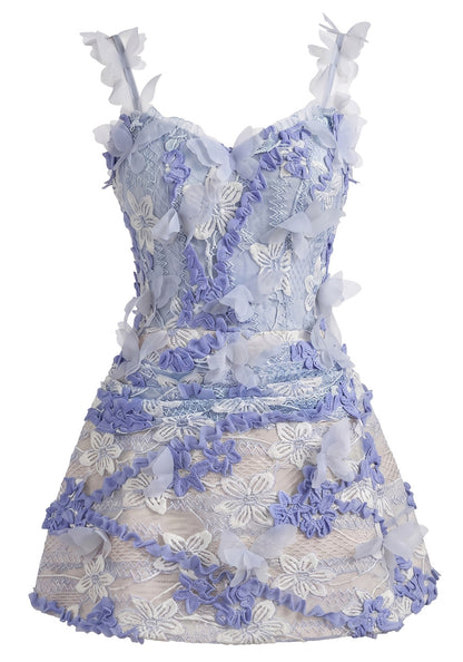Fashionable Homecoming Dress Spaghetti Strap Butterfly Applique Lace A-Line Back to School Outfits Party Dress D7888