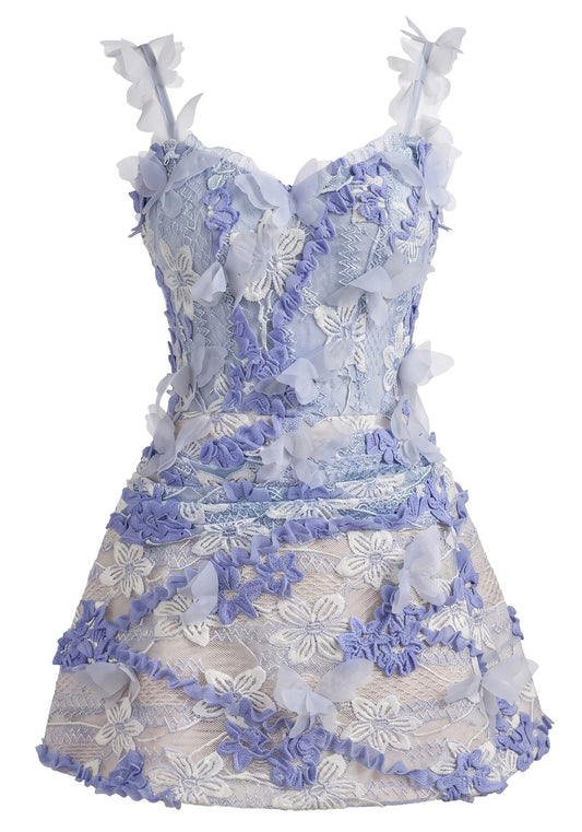 Fashionable Homecoming Dress Spaghetti Strap Butterfly Applique Lace A-Line Back to School Outfits Party Dress D7888