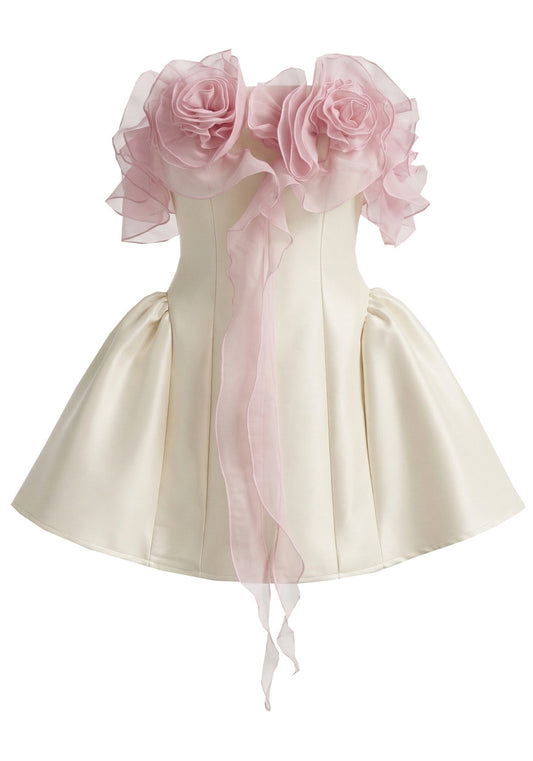 Stunning Homecoming Dress Off the Shoulder Flower Soutache Back to School Outfits Party Dress D7916