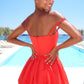 Fashionable Homecoming Dress Spaghetti Strap Flower Pleated Back to School Outfits Party Dress D7879