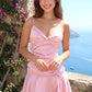 Fashionable Homecoming Dress Spaghetti Strap V Neck Bowknot Applique Back to School Outfits Party Dress D7875