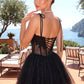 Stunning Homecoming Dress Spaghetti Strap Applique Sequins A-Line Back to School Outfits Party Dress D7904