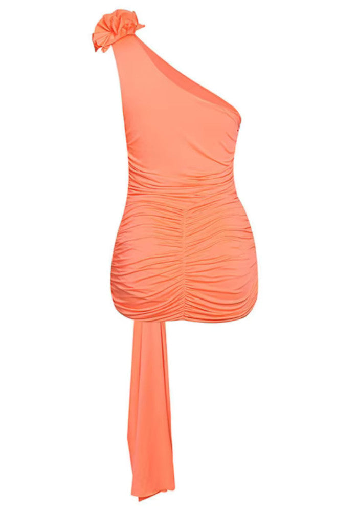 Fashionable Homecoming Dress One Shoulder Pleated Flower Soutache Back to School Outfits Party Dress D7891
