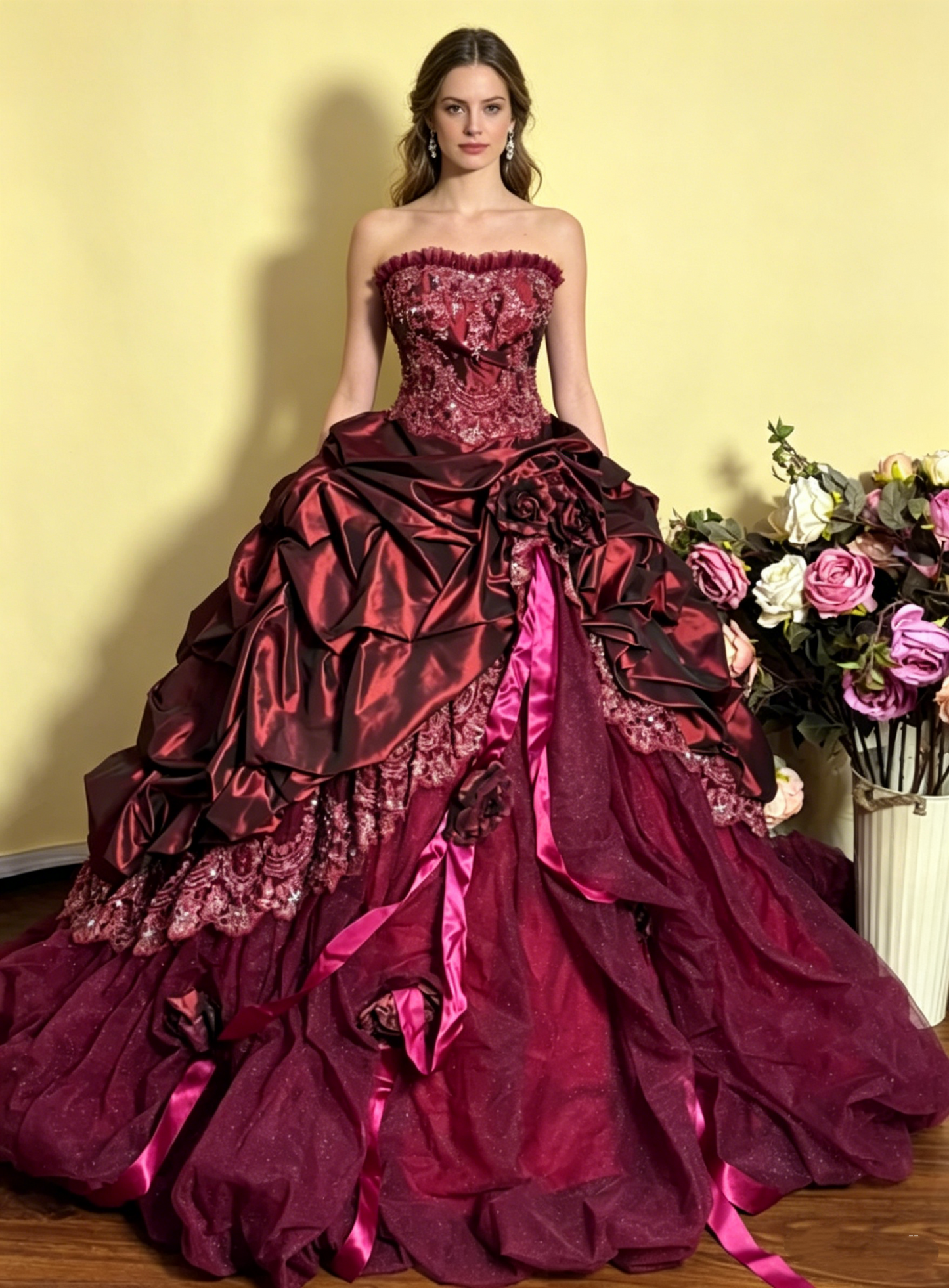 Formal Strapless A-Line Sequins Birthday Ball Gowns Formal Evening Gowns, D1120