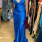 Fuchsia V Neck Sheath Vintage Long Evening Party Dress MD7471