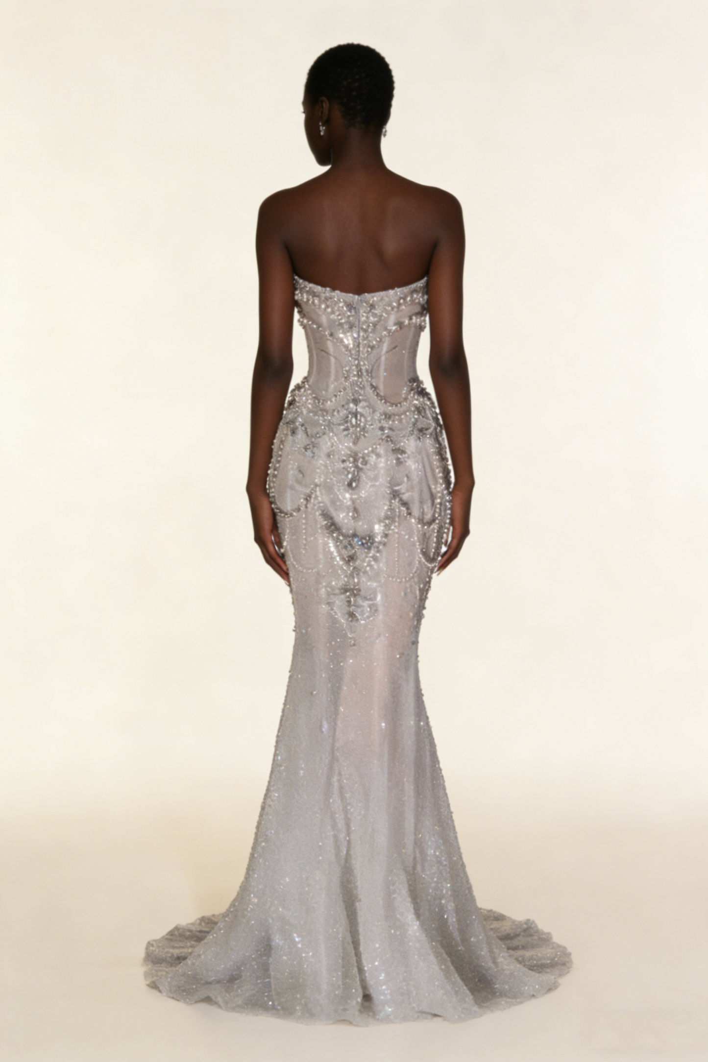 Wunderschönes Sweetheart Meerjungfrau Perlen verziertes langes Partykleid Brautkleid, D778