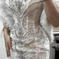 Wunderschönes Sweetheart Meerjungfrau Perlen verziertes langes Partykleid Brautkleid, D778