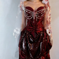 Gothic Burgundy Straps A-Line Sequins Vintage Long Evening Party Dress, D922