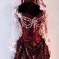 Gothic Burgundy Straps A-Line Sequins Vintage Long Evening Party Dress, D922