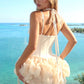 Stunning Homecoming Dress Halter Lace Tulle Pleated Bowknot Back to School Outfits Party Dress D7915