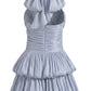 Fashionable Homecoming Dress Halter Pleated Cascade A-Line Back to School Outfits Party Dress D7890