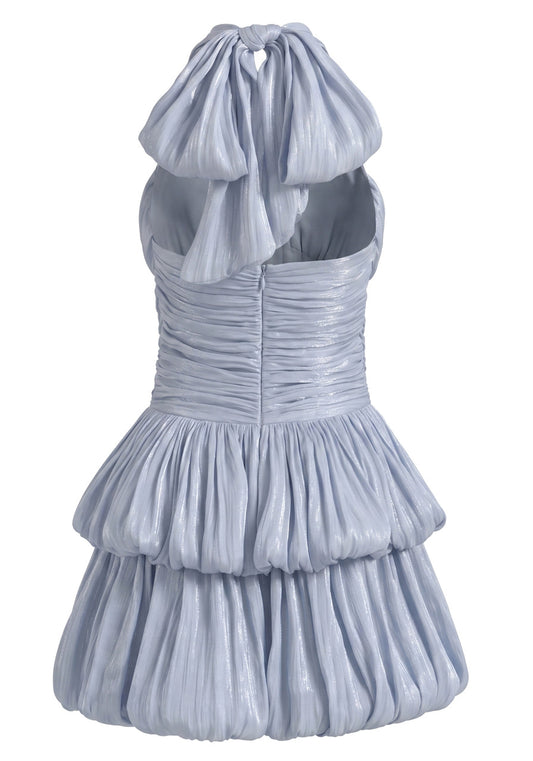 Fashionable Homecoming Dress Halter Pleated Cascade A-Line Back to School Outfits Party Dress D7890