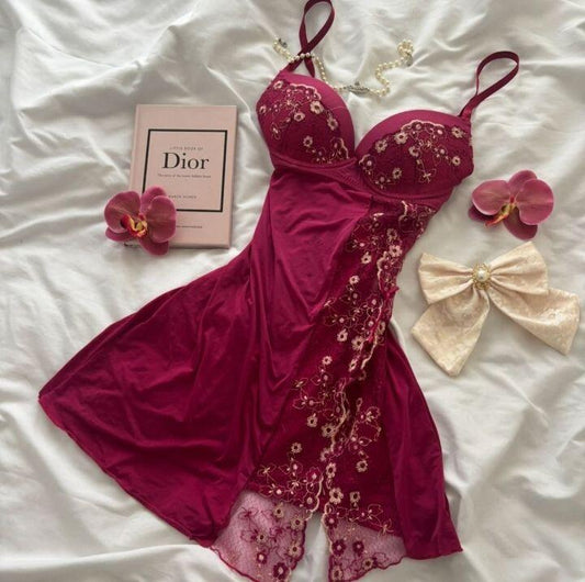 Fuchsia A Line Spaghetti Strap Appliques Satin Short Homecoming Dress D7986