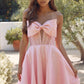 Fashionable Homecoming Dress Strapless Bowknot Rinestone Back to School Outfits Party Dress D7843