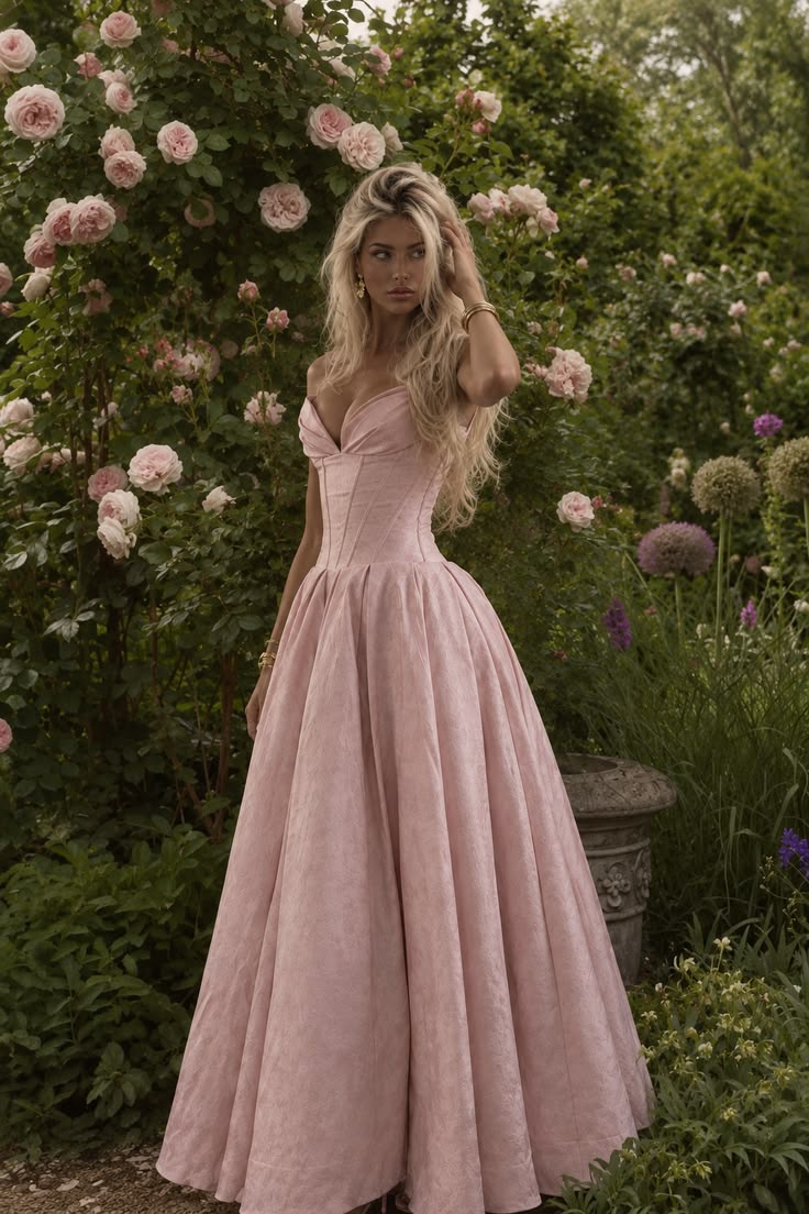 Pretty Pink Ball Gown Sweetheart Boned Bodice Ruffled Taffeta Dress Prom Dress Evening Dress L05