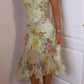 Gorgeous Soft Green Sheath Dress Spaghetti Strap Floral Print Chiffon Dress Party Prom Dress L100