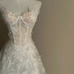 Romantic White Tulle Wedding Dress Sweetheart A-Line Floral Appliques Garden Wedding Dress L105